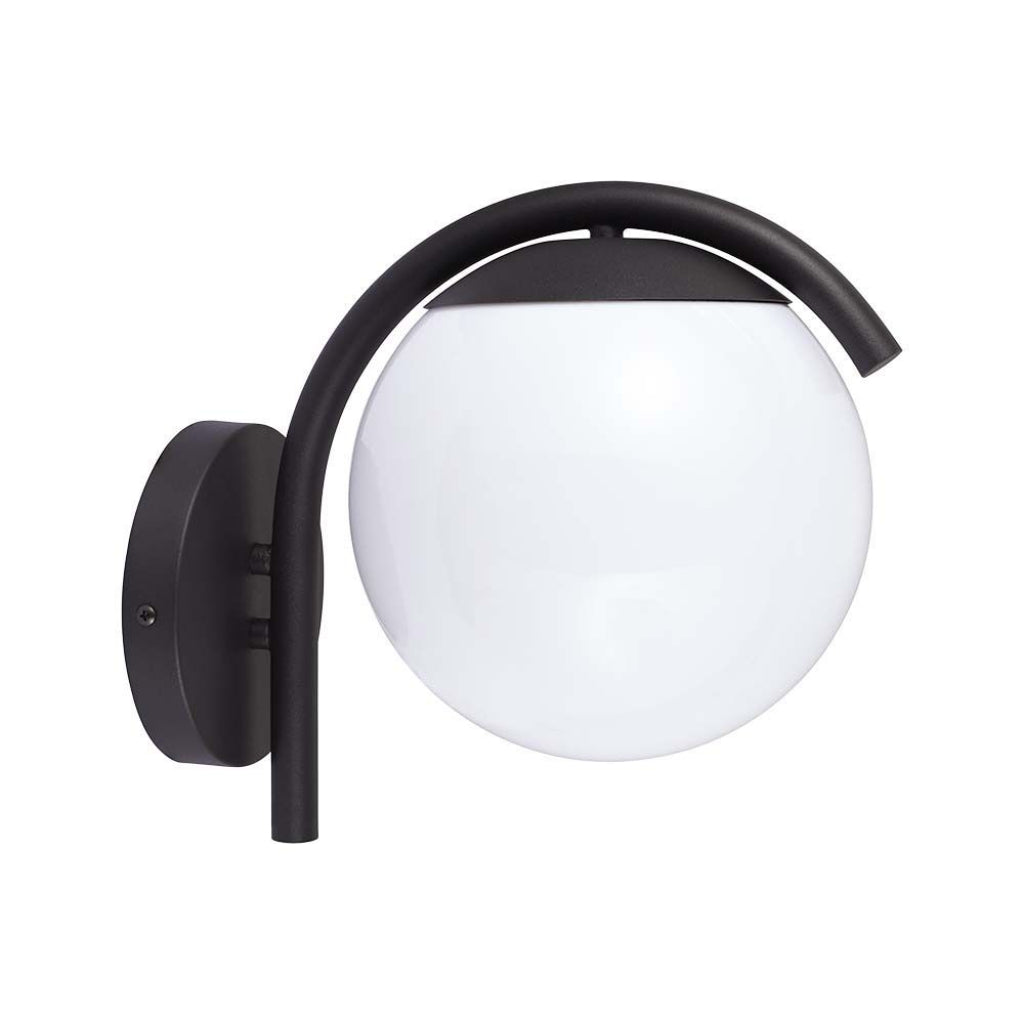 V-TAC Lampada LED da Muro con Sfera Opale e Portalampada E27  Colore Nero Opaco IP44 V-TAC Lampada LED da Muro con Sfera Opale e Portalampada E27  Colore Nero Opaco IP44